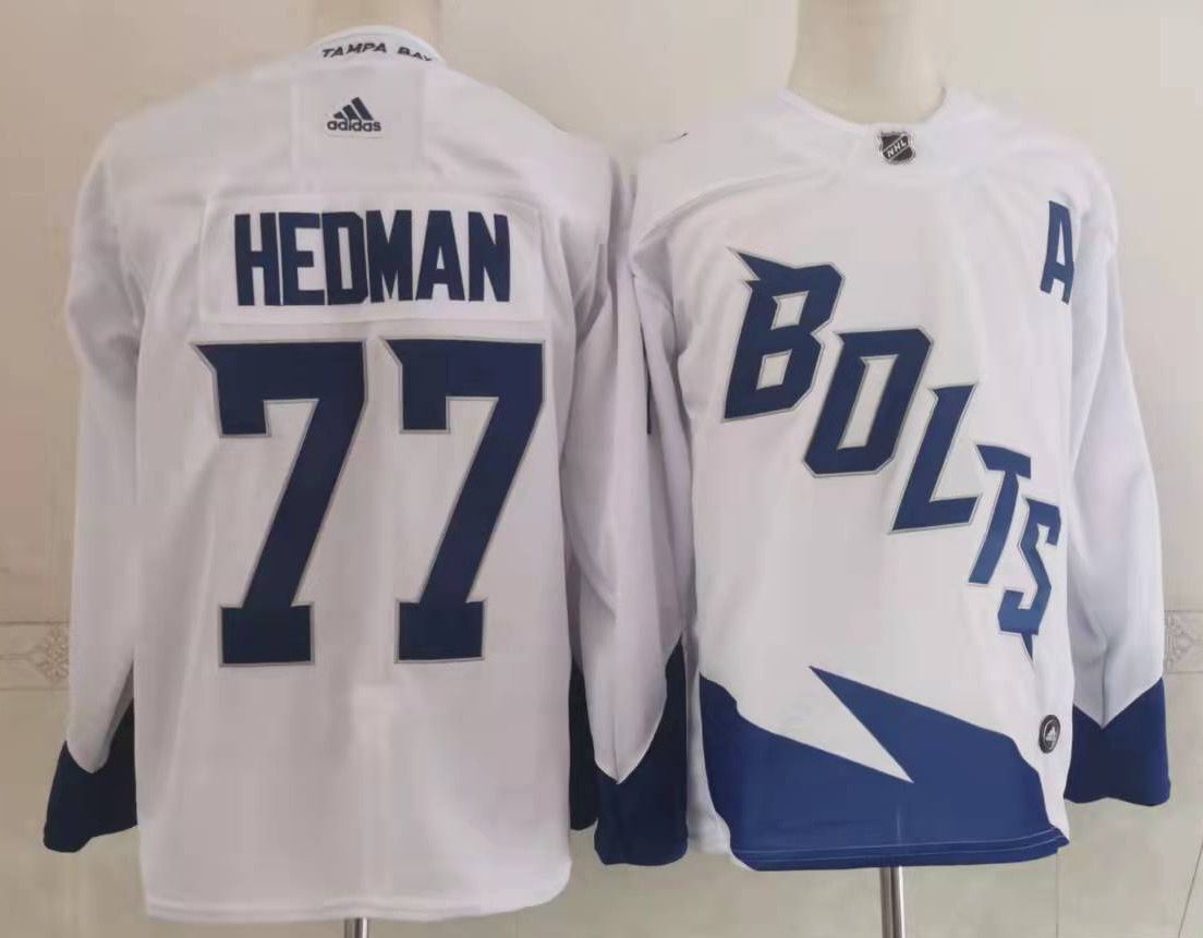 Cheap Men Tampa Bay Lightning 77 Hedman White New 2022 Adidas NHL Jersey